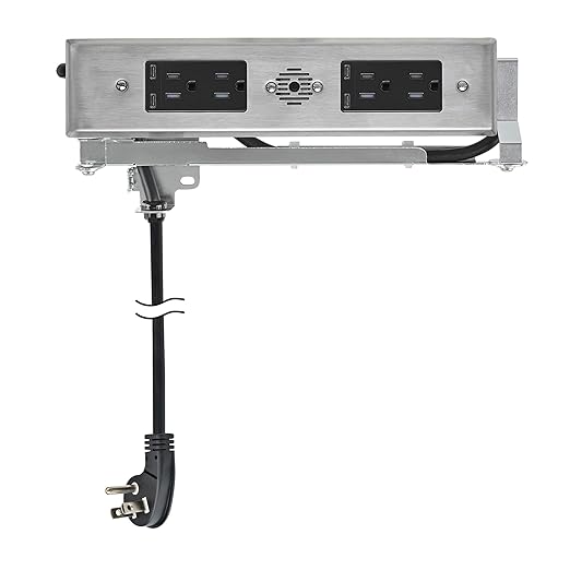 Docking Drawer Blade Duo in-Drawer Outlet, Integrated Safety Shutoff, (4) 65W USB-C & (4) 15 amp AC, Stainless Steel