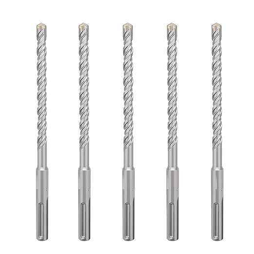 5 Pack 3/8 in x 6.3 in (10 x 160mm) SDS Plus Rotary Hammer Drill Bit, Concrete Drill Bit,Masonry Drill Bit for Concrete, Brick and Cement,160mm Length (3/8 inch (10mm))