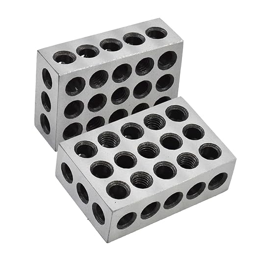 1 Pair of 1-2-3 Blocks Matched Pair with 23 Holes Precision Machinist Milling 0.0002 in Fit for Milling Machine Jig