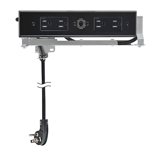 Docking Drawer Blade Duo in-Drawer Outlet, Integrated Safety Shutoff, (4) 15 amp AC, Black