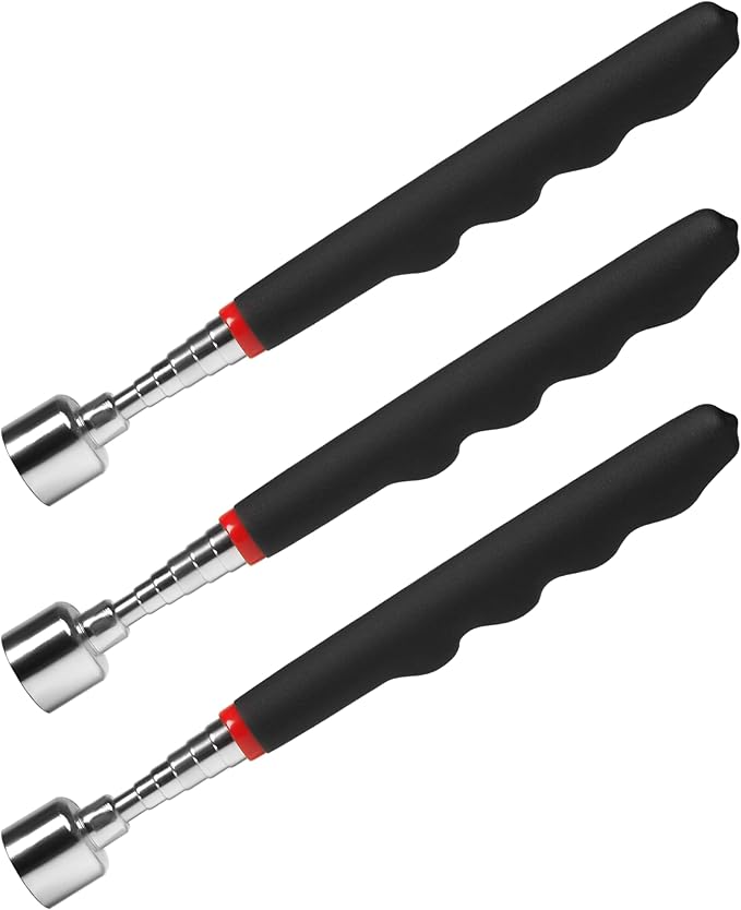 Extendable magnet pickup tool Telescopic Magnet Extendable 31" on Stick,magnet wand stick,magnetic sweepers tool,for Hard-to-Reach Mechanic Automotive clearance tools(3pcs)