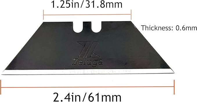 19-515 Utility Knife Blades With Dispenser, 100pcs, SK2H Laser Sharpened Hardened Black Carbon Steel, Razor Blades Refills