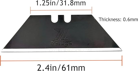 19-515 Utility Knife Blades With Dispenser, 100pcs, SK2H Laser Sharpened Hardened Black Carbon Steel, Razor Blades Refills