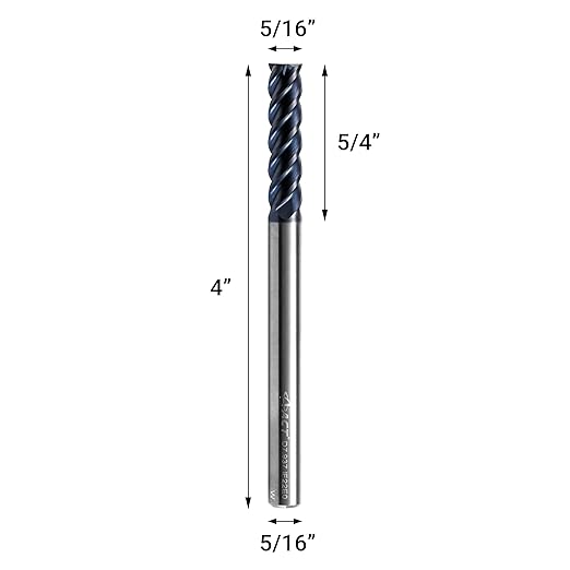 ACCUCUT I4KEL 5/16??Carbide Square End Mill- 4 Flute Milling Bit for Steel, Forge Steel, Hardened, Copper, Alloys & Materials < HRC 50 - AlTiN Coating CNC Router Bit, 45 Degree Helix