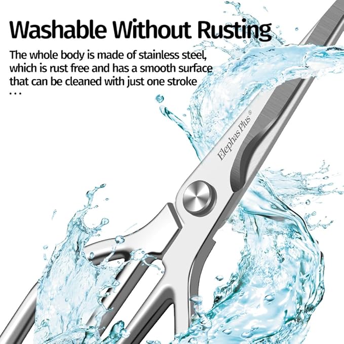 Silvery All Stainless Steel Food Scissors - Design Sense and Appearance - Food Cutter with Easy Clean Sharp Blade - Kitchen Scissors for Festive Gift with Gift Box