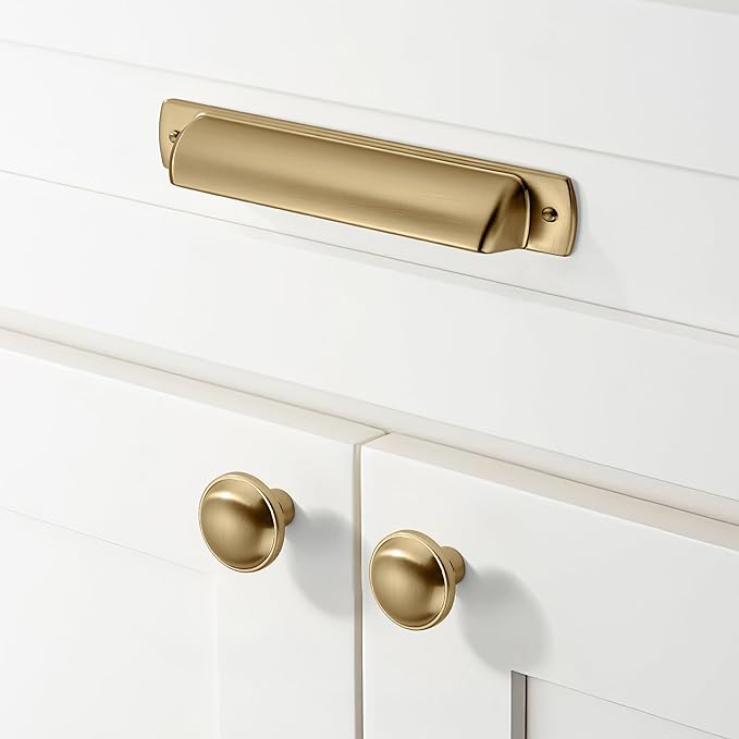 khtumeware 10 Pack 5-1/16 Inch Champagne Bronze Cabinet Pulls Heavy Duty Solid Satin Brass Cabinet Handles Kitchen Cabinet Hardware for Cupboard Drawer Handles