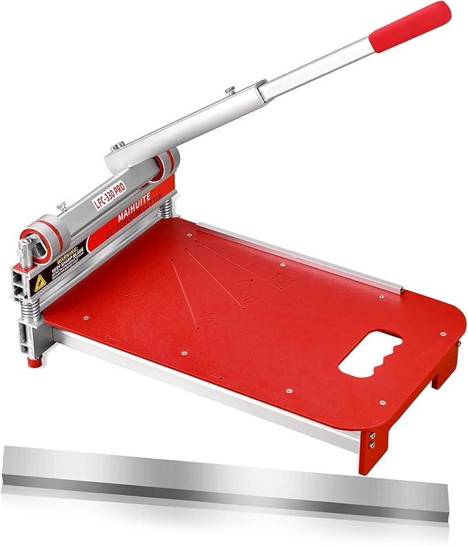 Laminate/Vinyl Floor Cutter, 13” Vinyl Plank Cutter – Easy Angle & Length Cutting, Flooring Tools – Cuts Laminate Floor, Engineered Wood, LVP, LVT, VCT, SPC, WPC, HSS Blade, Spare Blade Included