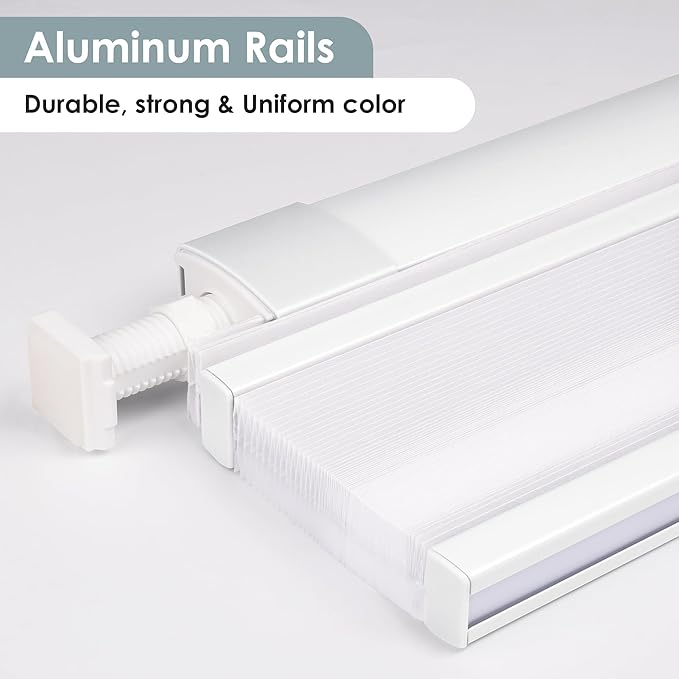 LazBlinds No Tools No Drill Cordless Cellular Shades, Top Down Bottom Up (TDBU) Honeycomb Shades for Home, Light Filtering Thermal Insulation Blinds for Windows, 22" W x 48" H, White