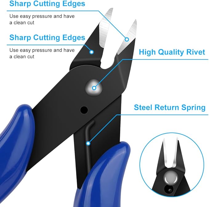 Ainiv Wire Cutters, 4PCS Spring-loaded Side Cutters Flush Cutters, Diagonal Cutters Precision Side Cutters, Diagonal Cutting Pliers in CRV Steel, Heavy Duty Cutting Pliers for Electrical, Homes