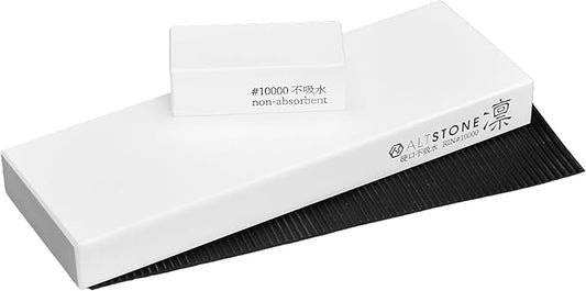 RIN [High-density. Tightly compacted.] Splash & Go, Whetstone Sharpening stone grit w/Nagura, 7.1" x 2.4" x 0.8" (Ideal for home-use), Made in Japan (#10000)