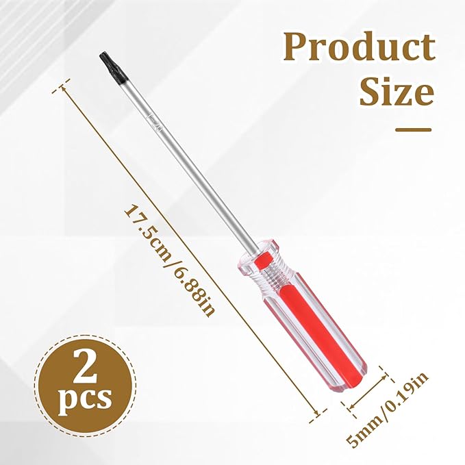 2 Pcs T20 Torx Screwdriver, Magnetic Torx Driver Star Bit Screwdrivers, Security Torx Screwdriver with Insulated PVC Handle, Magnetic Head Screwdriver for Repairing DIY (T20)