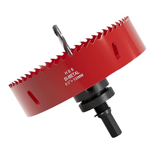 5-1/4" (133mm) Bi-Metal M42 High Speed Steel Hole Saw with Pilot Drill Bit, Smooth Cutting Edge for PVC, Drywall, Wood, Plastic, Gypsum Board, Rubber, Thin Metal