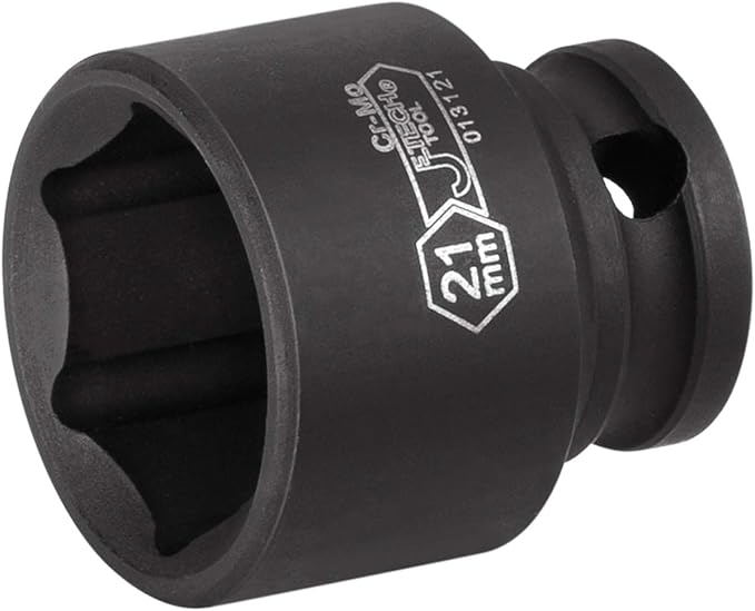 Jetech 3/8 Inch Drive 21mm Standard Impact Socket, Made with Chrome Molybdenum Alloy Steel, Heat Treated, 6-Point Design, Metric