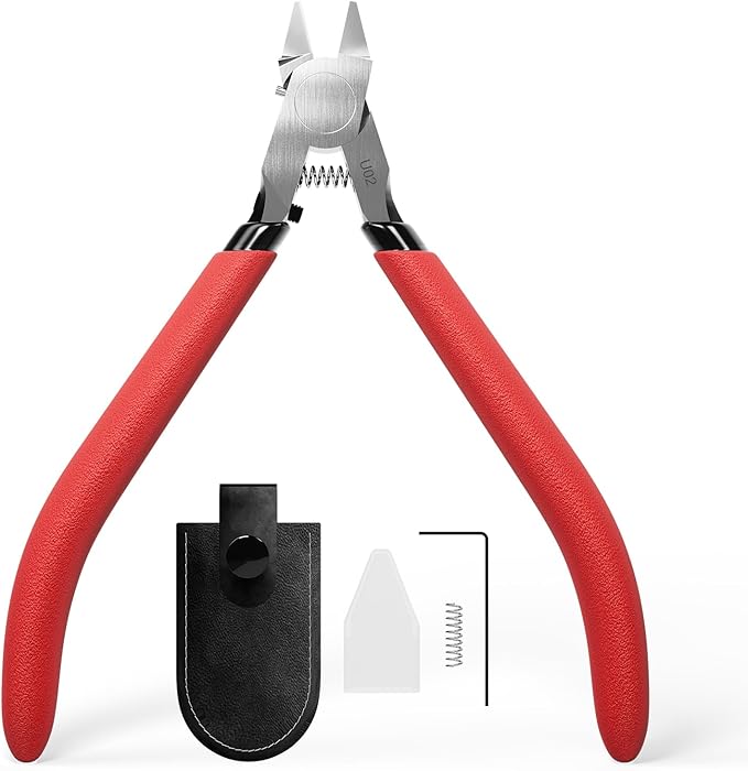 Model Nippers with Ultra-thin Single Edge, Uleey 4.9 inch Sprue Cutter for Beginners, Model Cippers for Plastic Model Building and Fixing (Red)