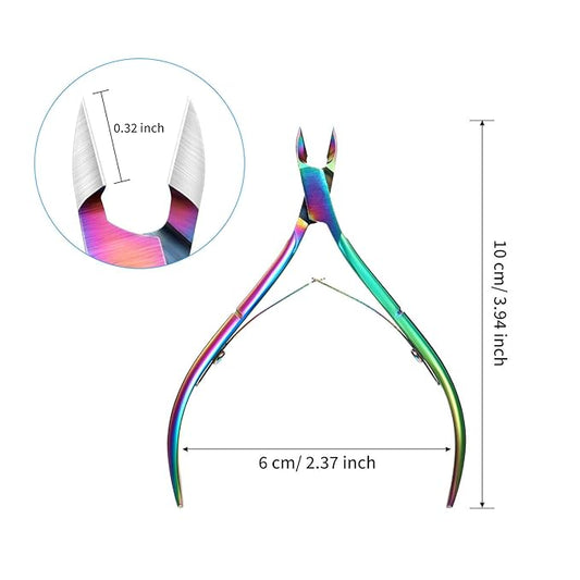 Mudder 3 Packs Cuticle Nippers Cutter Tool Stainless Steel Nail Cuticle Trimmer Remover with Pointed Blade Scissors Pedicure Manicure Tool for Fingernails Nails Care and Toenails(Rainbow)