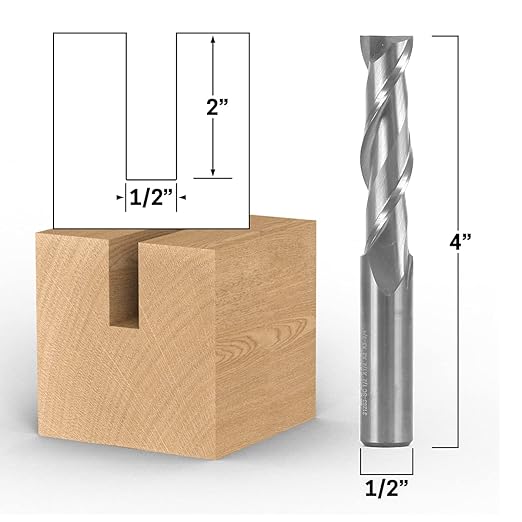 YONICO Upcut Router Bits Spiral 2 Flute Solid Carbide CNC End Mill 1/2-Inch Diameter 1/2-Inch Shank 31263-SC