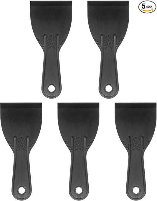 HARFINGTON 5pcs Putty Scraper 3" Width 6mm Thin Flexible Plastic Putty Knives for Taping Drywall Spreading Painting Wall Scratching