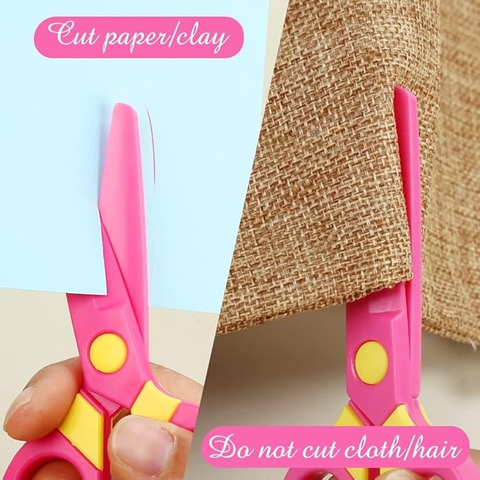 LOVESTOWN Kids Scissors, 5PCS Blunt Tip Toddlers Training Safety Scissor, Anti-Pinch Design, Hand-Eye Coordination Development, Playdough Tools Paper Cutting Activity, DIY Craft Supplies