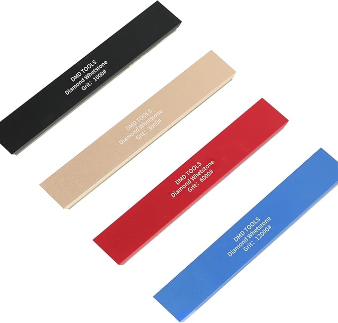 DMD 4-Piece Diamond Sharpening Stone Set Safe Whetstone Set Diamond Grinding Stone Knife Sharpeners Tool Kit for Kitchen Hunting (Resin)