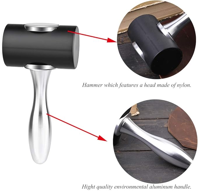 Profession Leather Carving Hammer T Head Nylon Hammer DIY Leathercraft Mallet Handmade Leather Stamp Punching for DIY Leather Work