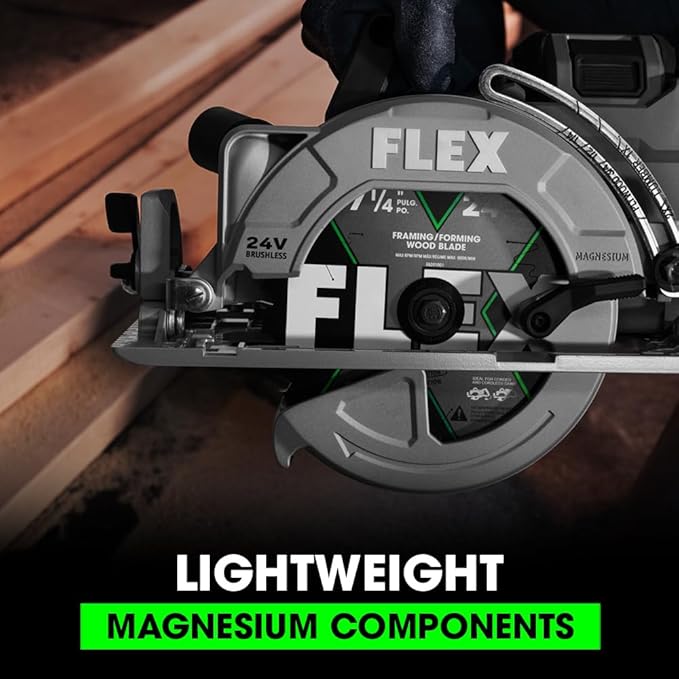 FLEX 24V Brushless Cordless 7-1/4-Inch Rear Handle Circular Saw Kit with 10.0Ah Stacked Lithium Battery and 280W Rapid Charger - FX2141R-1J