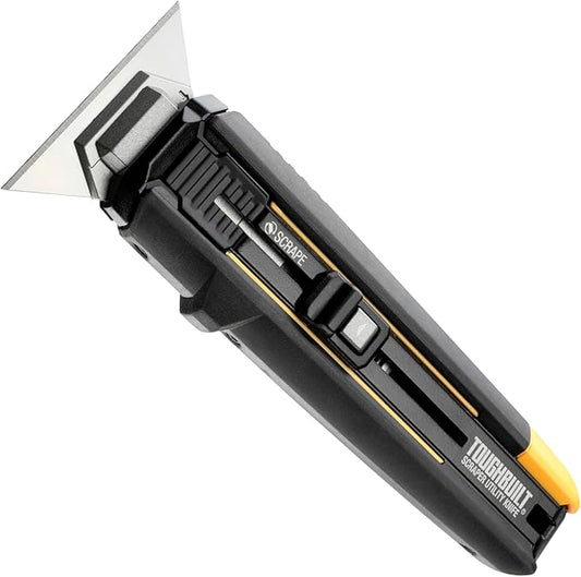 ToughBuilt ??Scraper Utility Knife with 5 Blades, Heavy-Duty Folding Utility Knife with Integrated Scraper Edge, Quick-Change Blade System & All-Metal Construction (TB-H4S5-01)