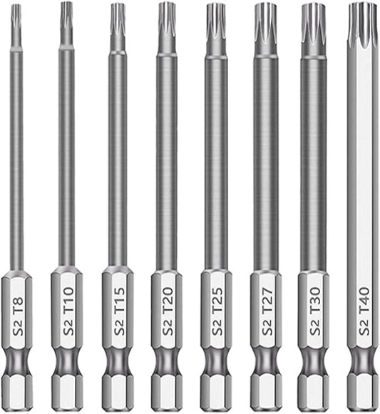 aiyun 8-Piece Security Bit Set, S2 Steel Magnetic Security Screwdriver Set 6 Inch Security Bits Shark Vacuum Screwdriver T8-T40 (150mm Length)