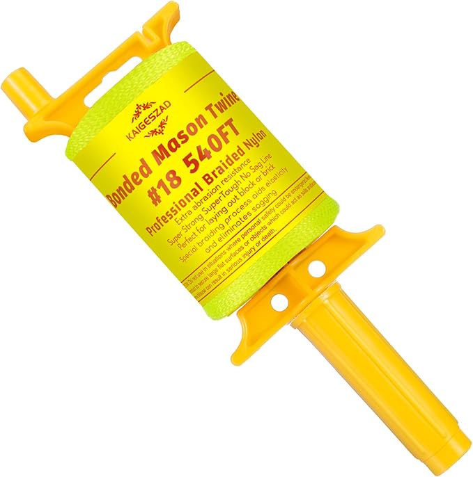 Mason Line with Handle,Twisted 540 FT #18 Braided Nylon Mason String,Construction Line,String Level Line Kit for Gardening Or Masonry Tools,Kite Twine String or DIY, Fluorescent Yellow