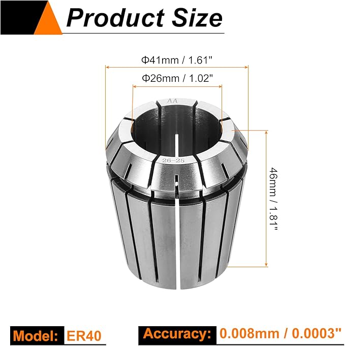HARFINGTON Spring Collet Chuck ER40 26mm 65Mn Spring Steel Precision Router Collets for CNC Engraving Milling Lathe Tool