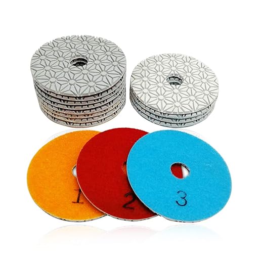 SHDIATOOL 15PCS 4 Inch Diamond Polishing Pads 3-Step 5 Sets for Marble Granite Stone Sanding Disc