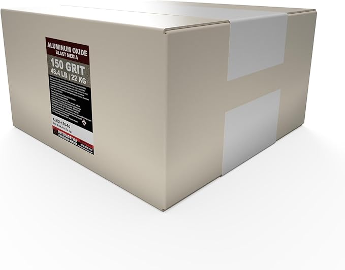 #150 Aluminum Oxide - 50 LBS or 22.6 kg - Fine Premium Long-Lasting Sand Blasting Media, High Abrasive Force Sand Blaster Sand for Metal, Glass, Stone or Wood, Sandblasters, Blasting Cabinet,