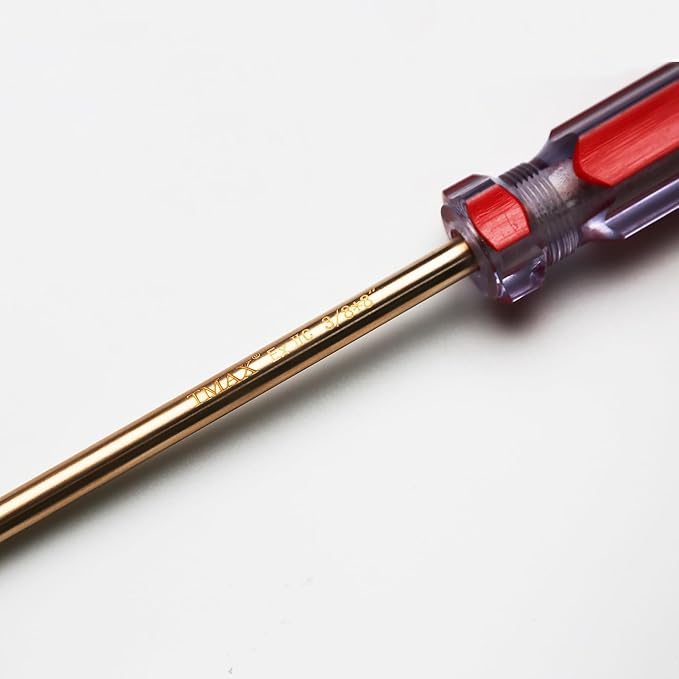 Non-Sparking 3/8 Inch Slotted Flat Screwdriver with Impact Handle, Beryllium Bronze Copper Non Spark, 8 Inch Working Length, Spark Free Safety, Non-Magnetic and Corrosion-Resistant