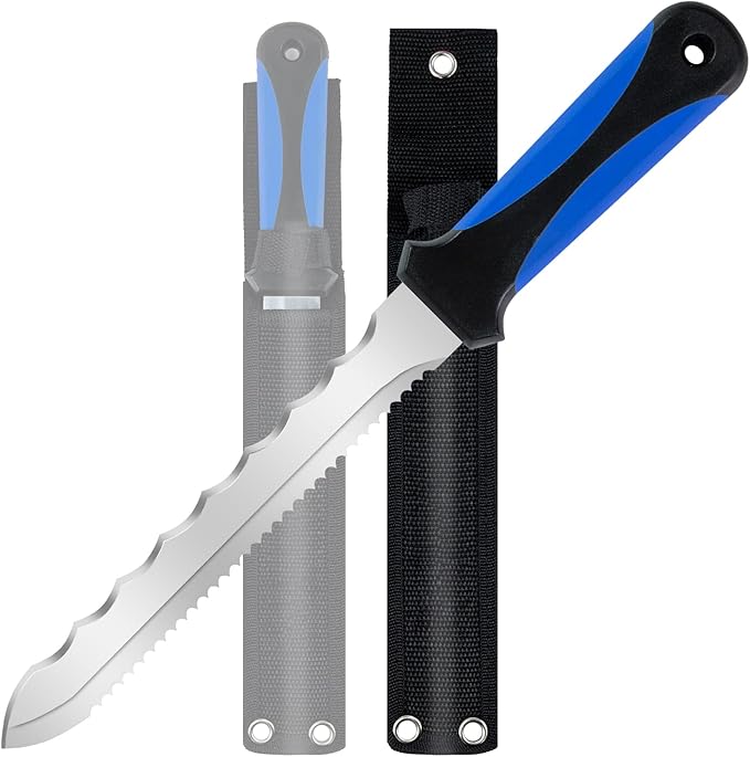 Stainless Steel Insulated knife: 11.14-inch sharp blade, Double Side Sod Cutter Lawn Repair Utility with Nylon Sheath (8)