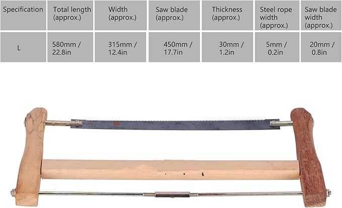 Frame Saw, Teakwood Handsaws, Blade Replacement Carpenter Hand Bow Wood Cutting Tool, Portable Frame Saw for Cutting Wood(580mm) Cut Percussion Tool, Hack Saw Blade
