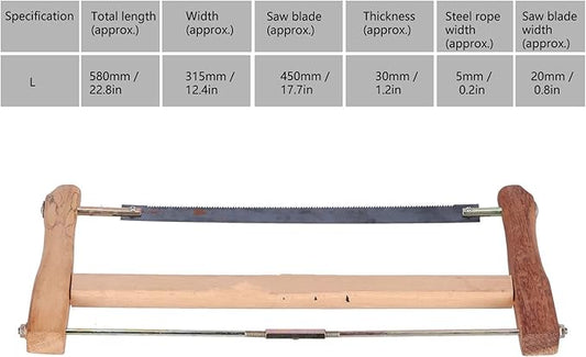 Frame Saw, Teakwood Handsaws, Blade Replacement Carpenter Hand Bow Wood Cutting Tool, Portable Frame Saw for Cutting Wood(580mm) Cut Percussion Tool, Hack Saw Blade