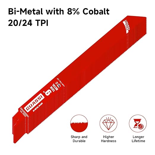 15 Pack 9 inch 20/24 TPI Reciprocating Saw Blade, Bi-Metal Sawzall Blades for Less 1/8" Thin Metal, PVC Nails Screw Soft Metals Steel Pipe, Longer Life Faster Smooth Cutting Speed, for Diablo DS0920BF