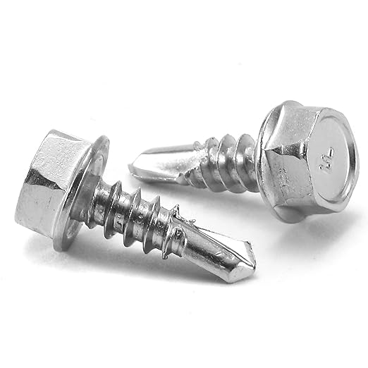 #10 x 1/2" Sheet Metal Screws 100PCS 410 Stainless Steel Hex Washer Head Fast Self Tapping Screws by SG TZH