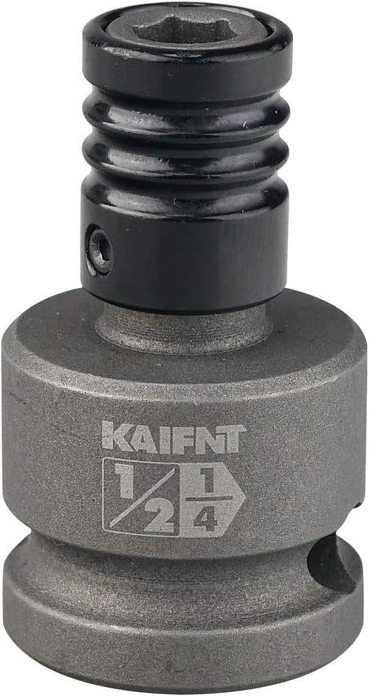 K352-007 1/2-inch Drive to 1/4-inch Hex Bit Holder Socket, 1/2"DR to 1/4"H Quick Change Impact Adapter