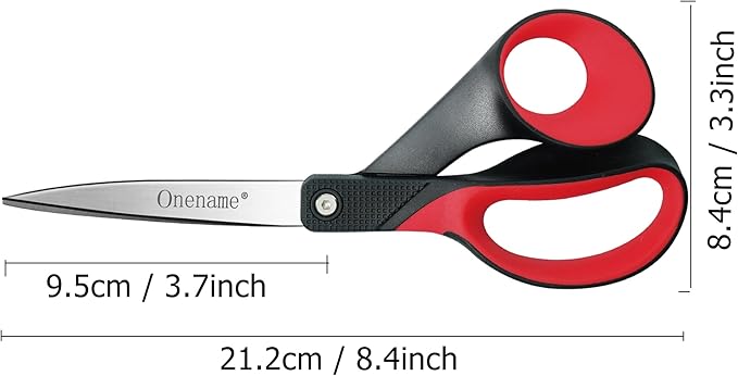 OneName Left Handed Scissors,8 Inch Lefty Scissors All Purpose,Stainless Steel Sharp Blade Soft Comfort-Grip Left Handed Scissor Adults,Great for Office,Home,Sewing,School Crafting 2 Pack