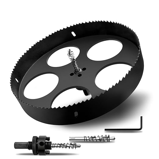 10.2" 訝?60mm Hole Saws with Heavy Duty Arbor HSS Bi-Metal Hole Cutter Drill Bit for Wood Cornhole Boards Plastic Drywall Metal Fiberboard(Black)