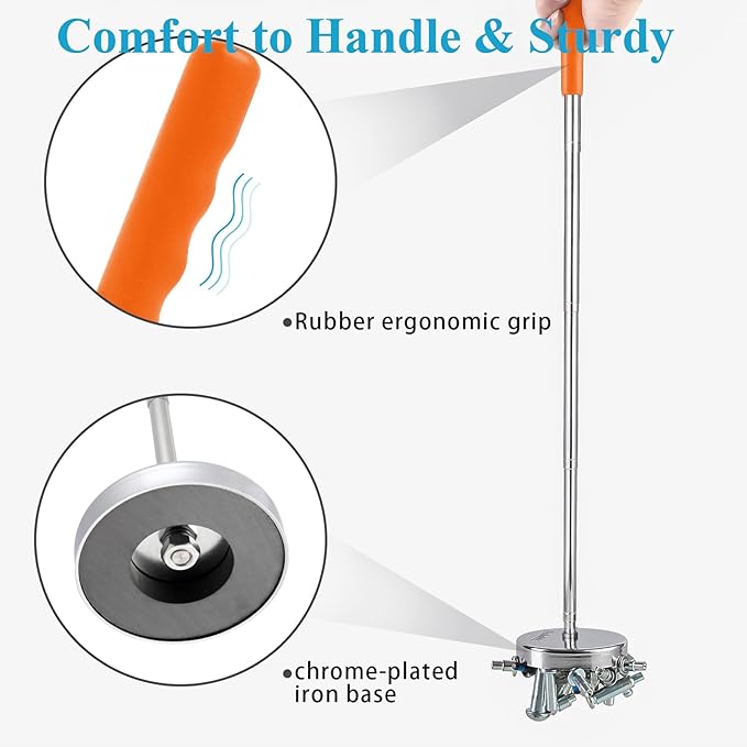 2 Pack Telescoping Magnetic Sweeper Pickup Tool, Screws Parts Finder with 35LB Pull Capacity, Retractable 8.6" to 33" with Strong Magnet, Pick up Screws, Metal Parts, Orange