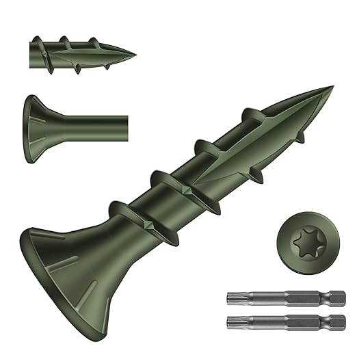 #8 x 3/4" Deck Screws (1659Pcs) 6lb. Carbon Steel, Green, Flat Head, Rust Resistant epoxy Coated, with T25 Star Bit