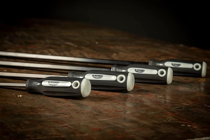Blackout XP Heavy Duty Pry Bar Set, 4 Piece Mechanic Tool Set with Comfort Grip and Maximum Leverage, Black