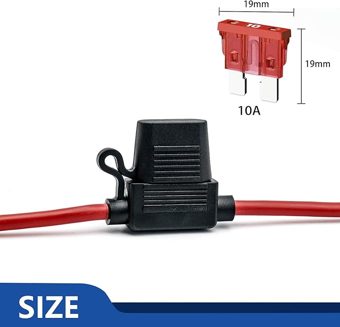 10 Pack 16 AWG Inline Fuse Holder - 12 Volts Fuse Holder for 10A Blade Fuse