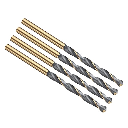 PATIKIL 5mm Drill Bit, Jobber Straight Shank 4341 High-Speed Steel 118째 Black and Gold Finish for Medium-Hard Metal Steel Acrylic - 4 Pack