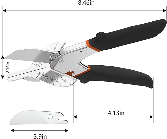 GARTOL Miter Shears, 45째-135째 Adjustable Multi-Angle Cutter for Molding, Trim & Quarter Round ??Precision Hand Tool for PVC & Soft Wood ??Includes 2 Replacement Blades