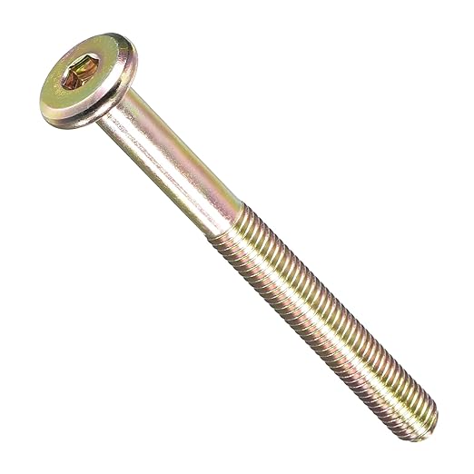 METALLIXITY Flat Head Hex Socket Cap Screws Bolts(M8-1.25x85) 10Pcs, Steel Hex Socket Furniture Bolts Screws - for Furniture Woodworking Project, Yellow