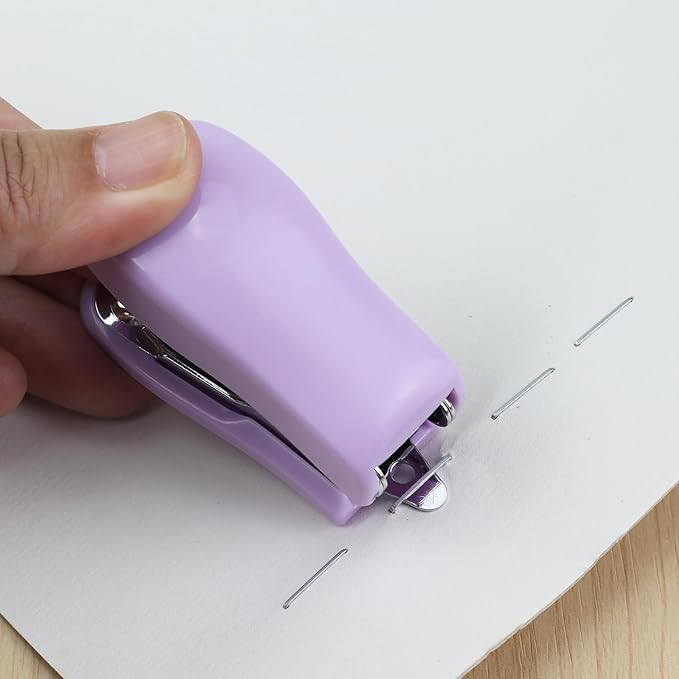 Aacehlh Mini Desktop Stapler Set,20 Sheet Capacity,Includes Built-in Staple Remover and 750PCS No.12 Staples,Small Cute Stapler for Office and School Supplies (Purple)