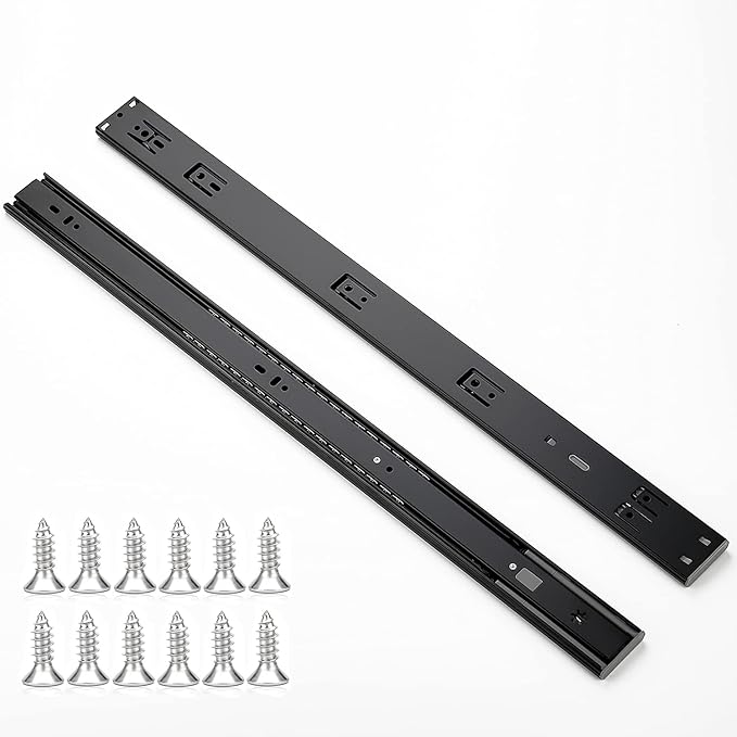 Ravinte 24 Inch Soft Close Drawer Slides 1 Pairs 2 Pack Black Full Extension Ball Bearing Drawer Glide Side Mount