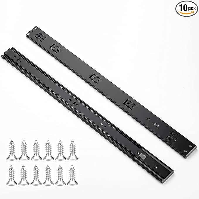 Ravinte 24 Inch Soft Close Drawer Slides 10 Pairs 20 Pack Black Full Extension Ball Bearing Drawer Glide Side Mount
